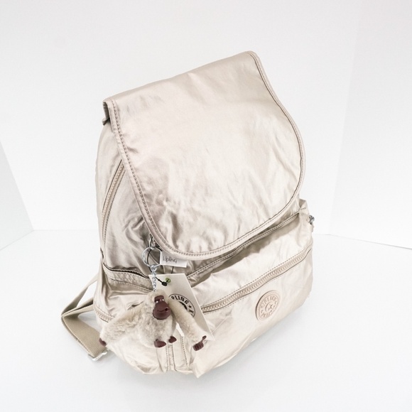 Kipling Ezra Travel Bag Backpack Polyamide BP4390 Gleaming Gold Metallic NWT 114